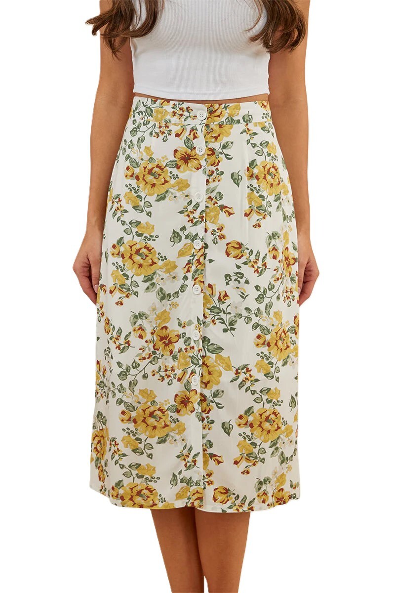 Ringers Western Womens Rosabel Midi Skirt (222138RW) White/Yellow   [SD]