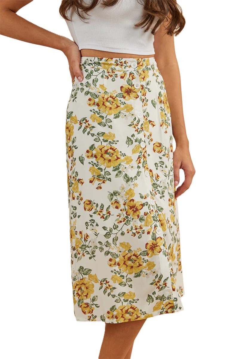 Ringers Western Womens Rosabel Midi Skirt (222138RW) White/Yellow   [SD]