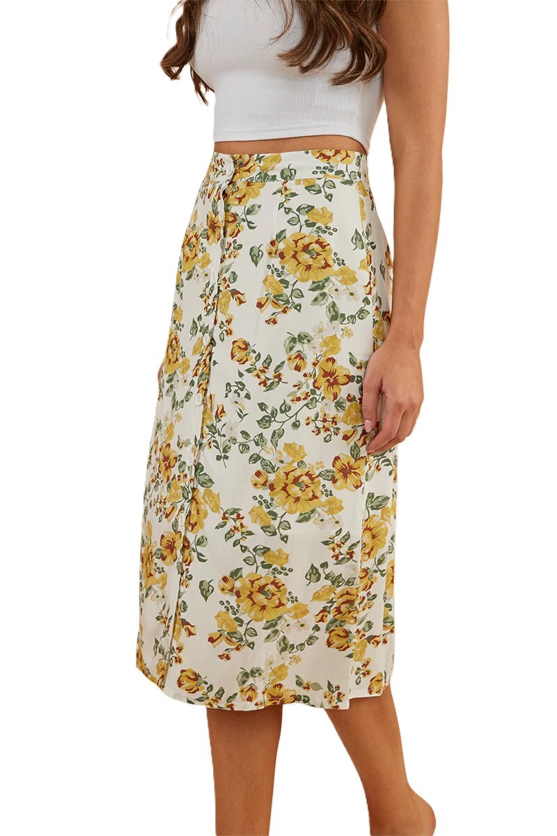 Ringers Western Womens Rosabel Midi Skirt (222138RW) White/Yellow   [SD]