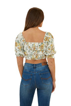 Ringers Western Womens Rosabel Shirred Top (222135RW) White/Yellow  [SD]