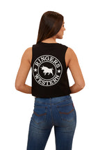 Ringers Western Womens Signature Bull Crop Muscle Tank (220202520) Black/White