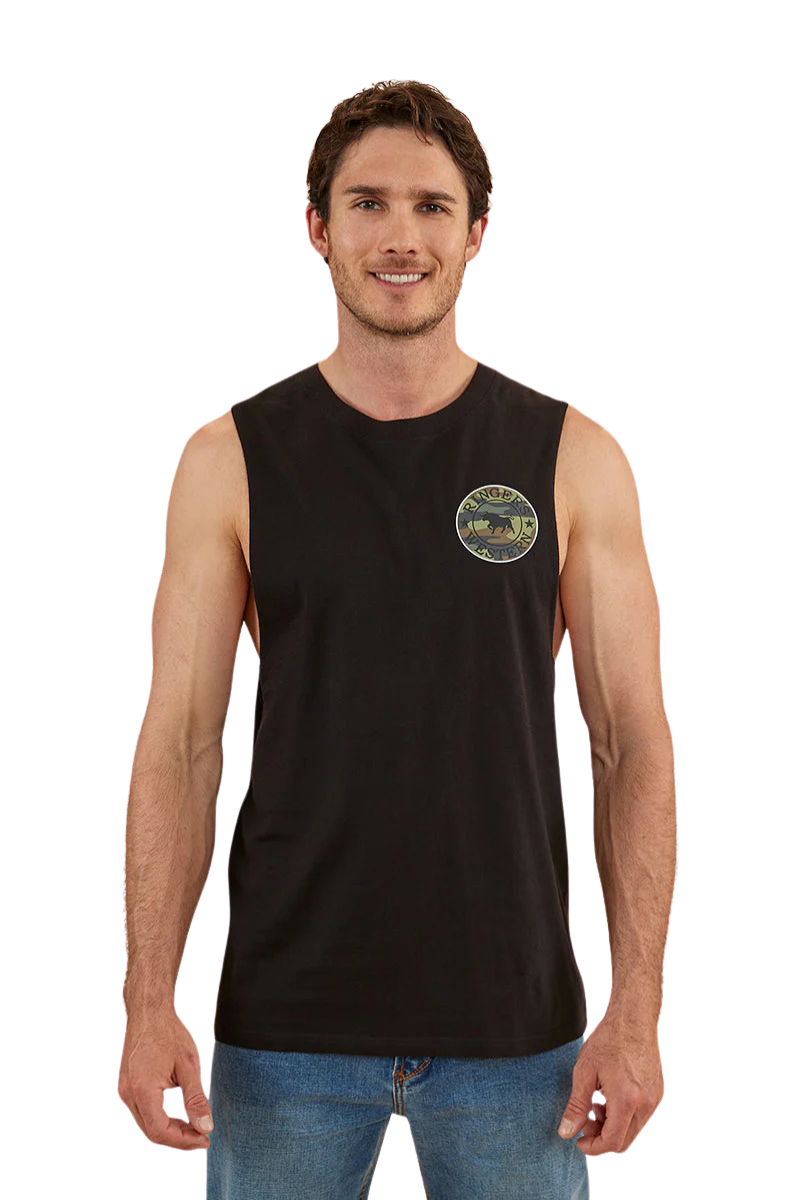Ringers Western Mens Signature Bull Muscle Tank (120005RW) Black/Camo