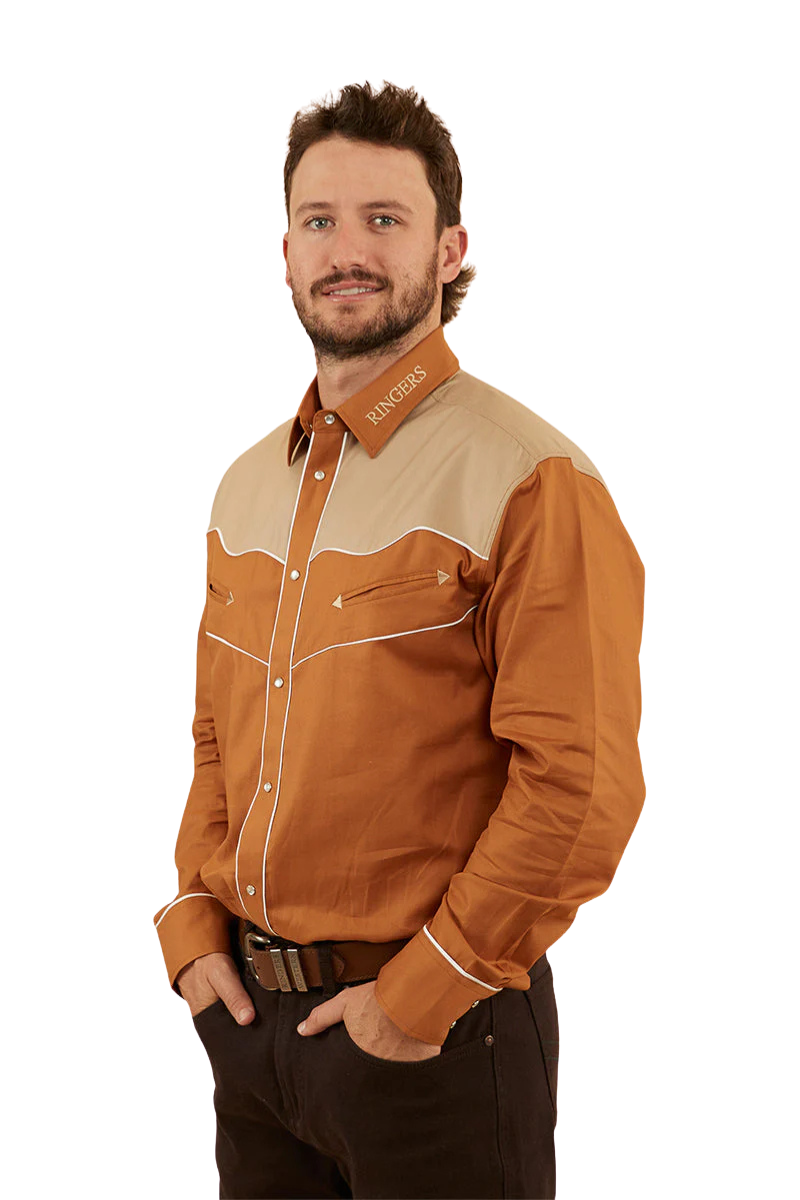 Ringers Western Mens McGraw L/S Western Shirt (122105RW) Toffee/Dark Sand [SD]