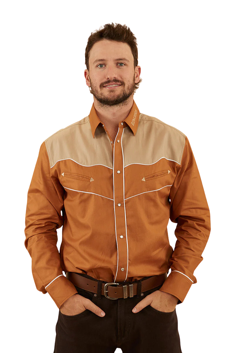 Ringers Western Mens McGraw L/S Western Shirt (122105RW) Toffee/Dark Sand [SD]