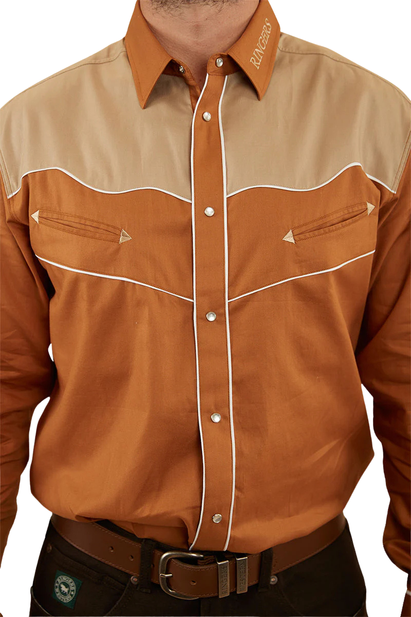 Ringers Western Mens McGraw L/S Western Shirt (122105RW) Toffee/Dark Sand [SD]