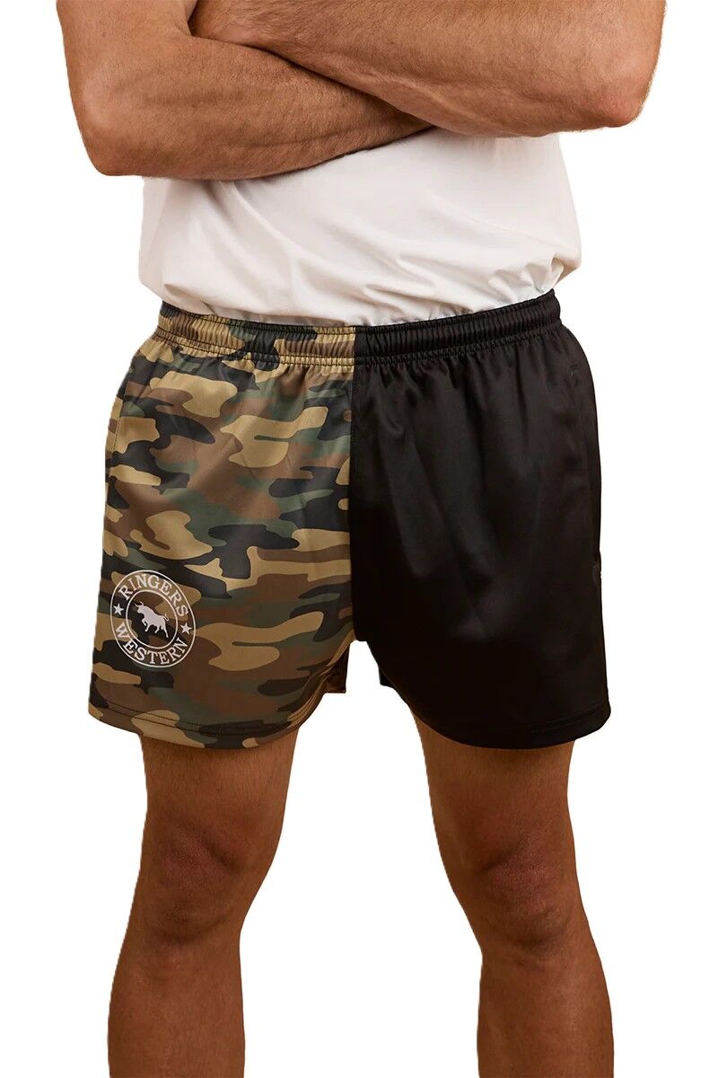 Ringers Western Unisex Footy Shorts (124013RW) Black/Camo | Allingtons