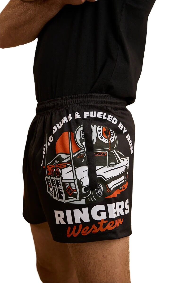 Ringers Western Unisex Young and Dumb Footy Shorts (124020RW) Black/Orange