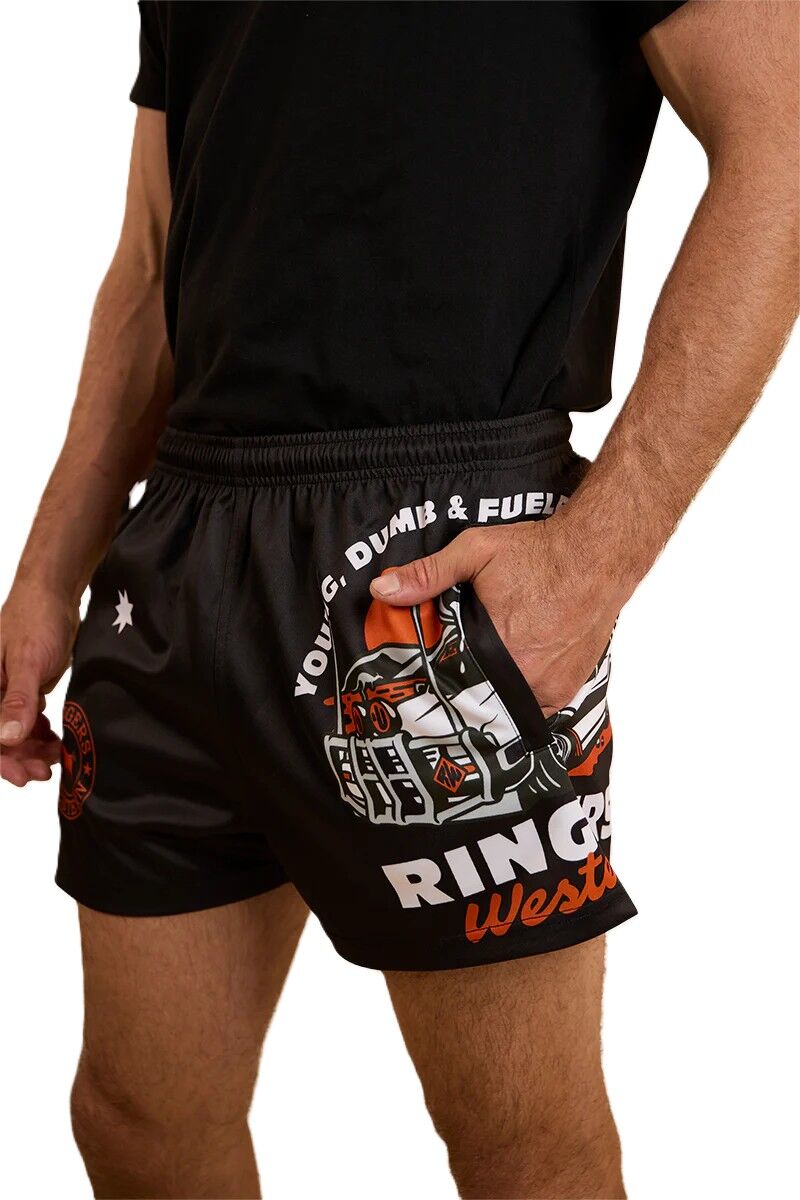 Ringers Western Unisex Young and Dumb Footy Shorts (124020RW) Black/Orange