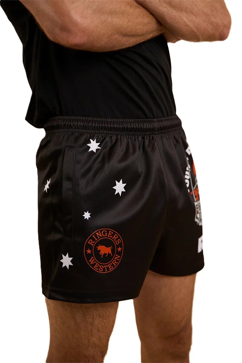 Ringers Western Unisex Young and Dumb Footy Shorts (124020RW) Black/Orange