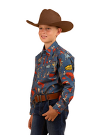 Ringers Western Childrens Mini Cowboy L/S Half Button Workshirt (323026RW) Yale Blue [SD]