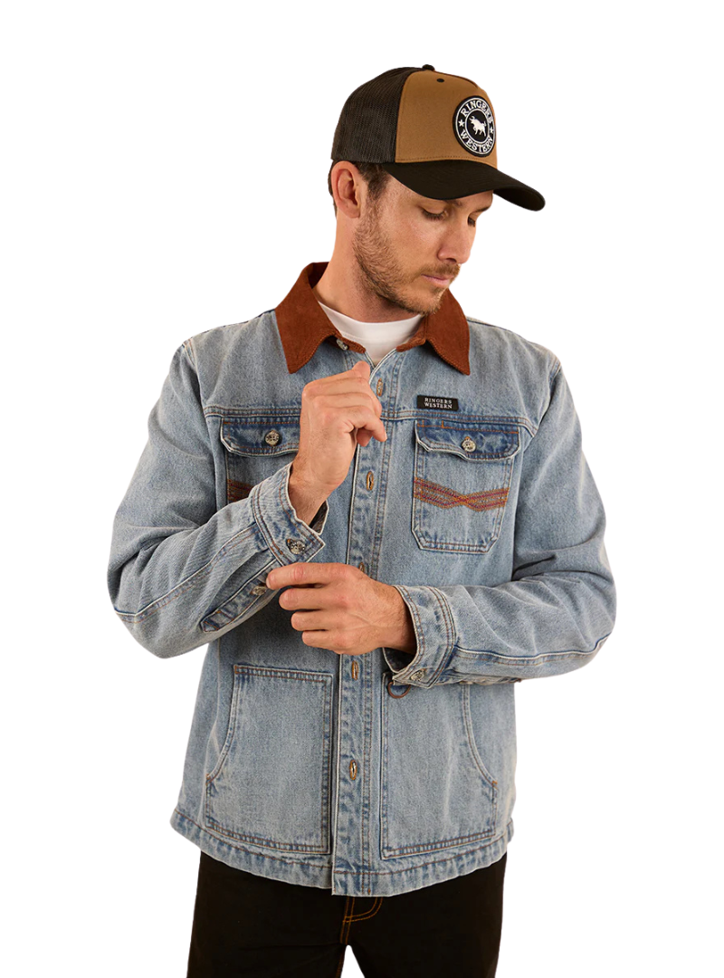 Ringers Western Mens Bellbrae L/S Overshirt (124016RW) Light Wash Blue