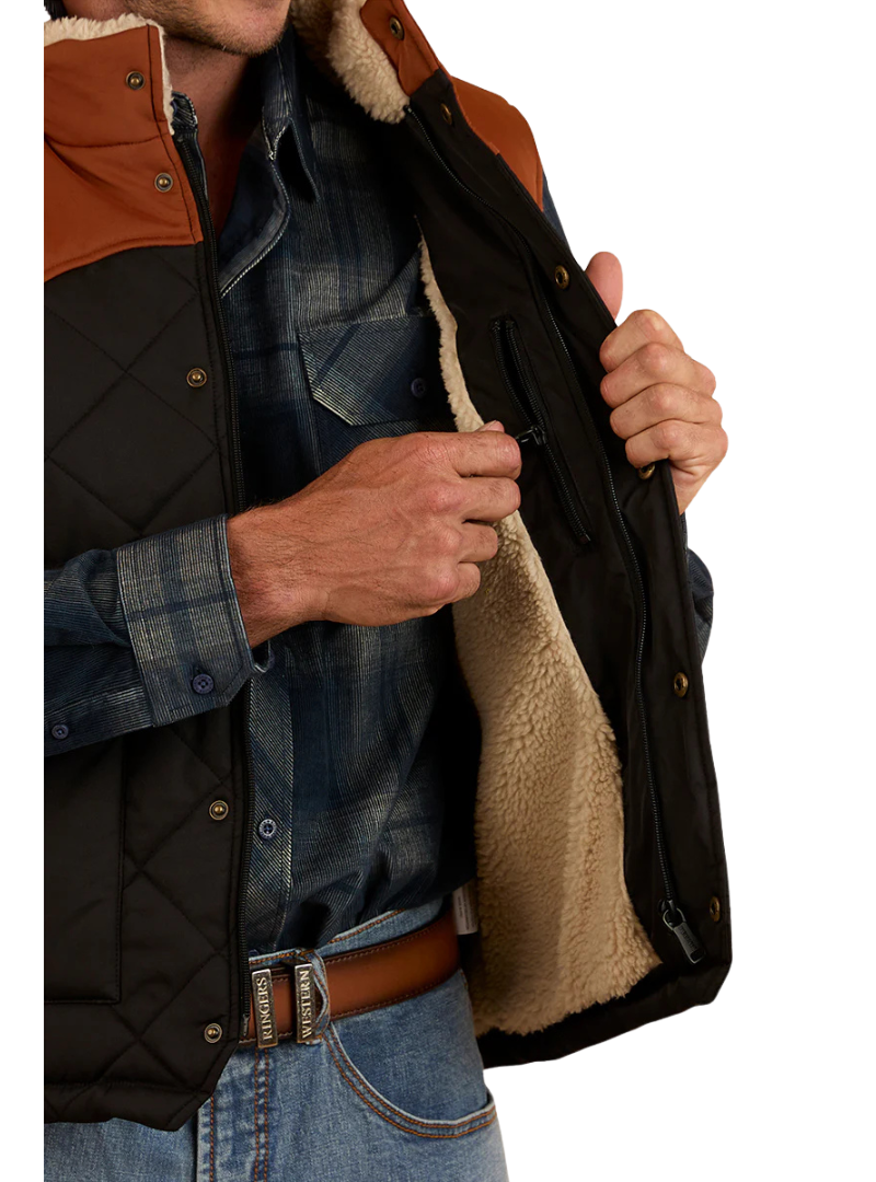Ringers Western Mens McKinlay Puffer Vest (124058RW) Black/Tobacco [SD]