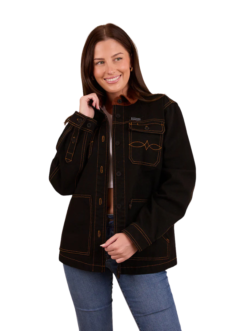 Ringers Western Womens Leighton L/S Overshirt (224023RW) Washed Black