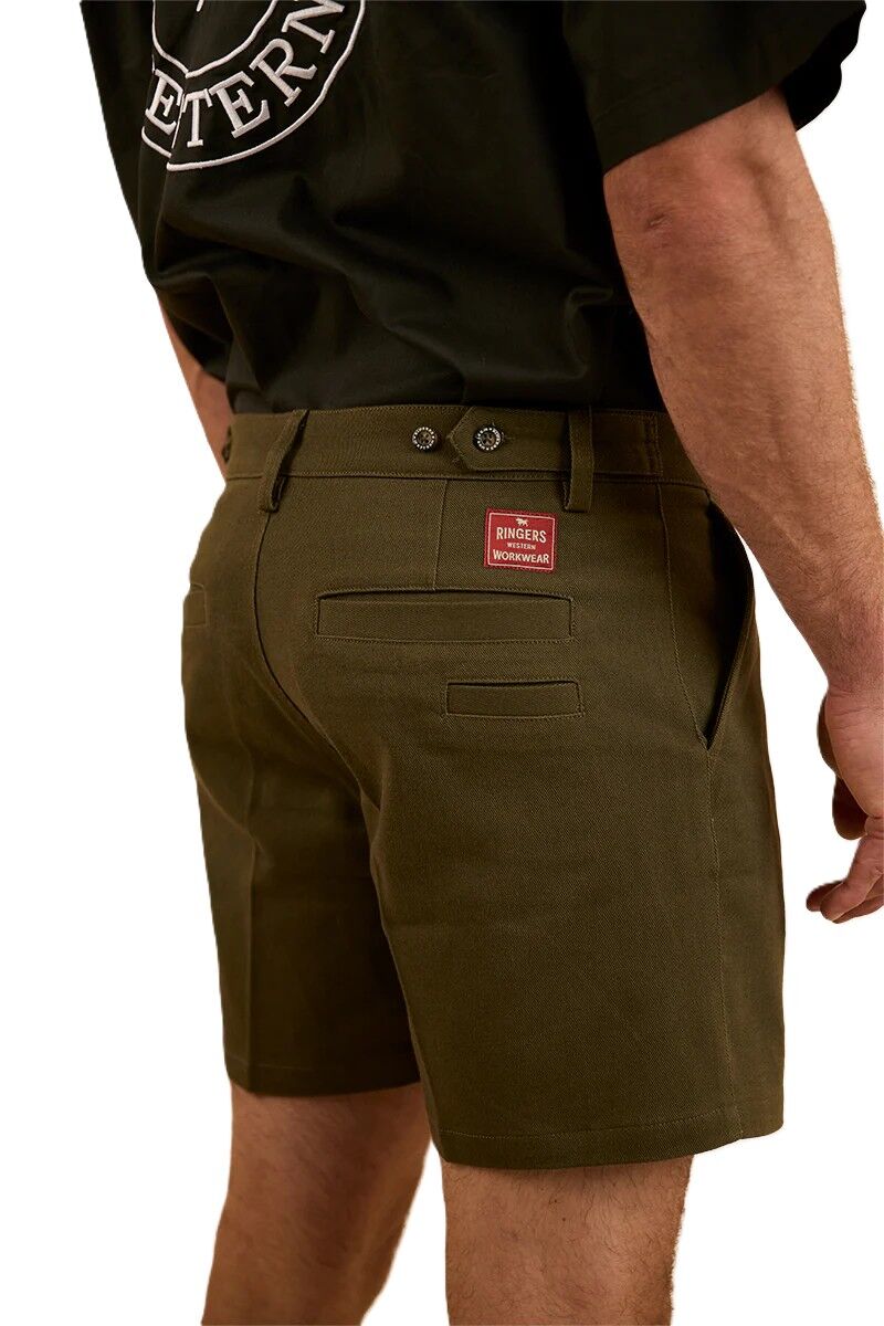 Ringers Western Mens Cloncurry Heavyweight Work Shorts (121104RW) Military Green