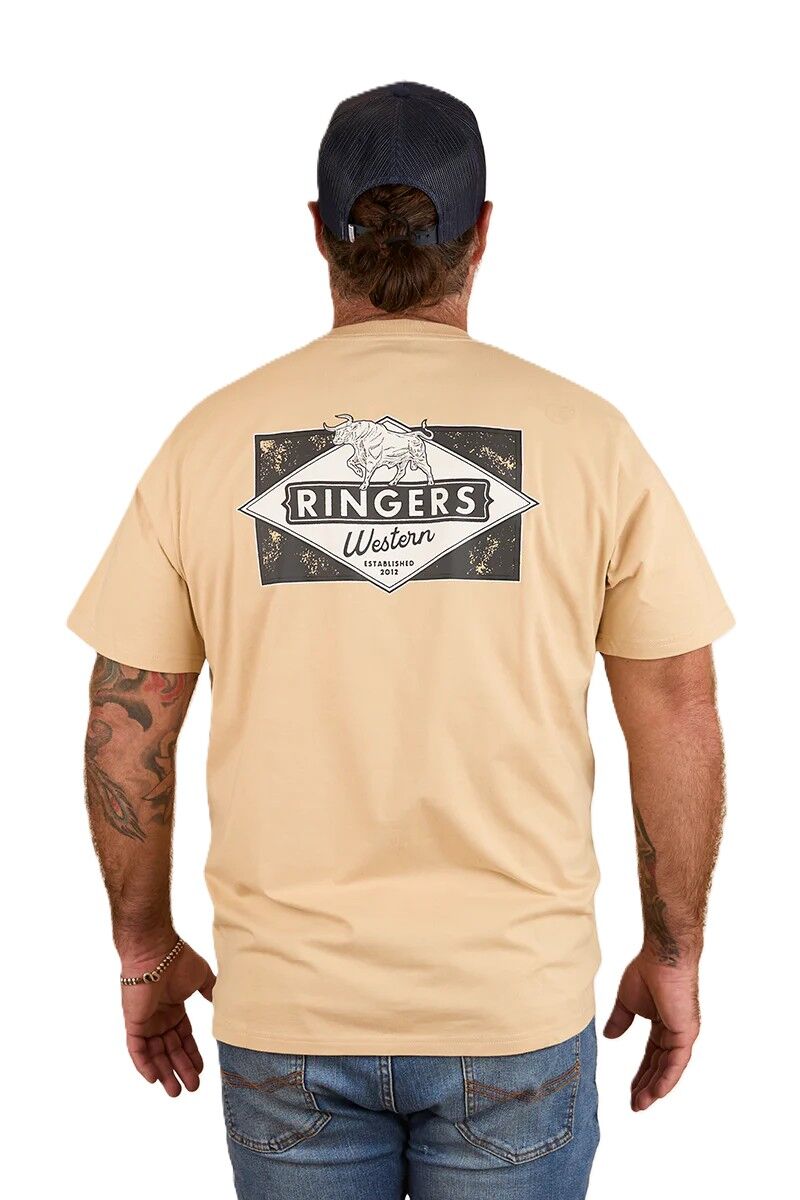 Ringers Western Mens Hometown Loose Fit S/S Tee (124032RW) Dark Sand