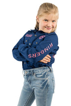 Ringers Western Childrens Jackaroo Full Button L/S Workshirt (321012RW) Navy/Melon Embroidery
