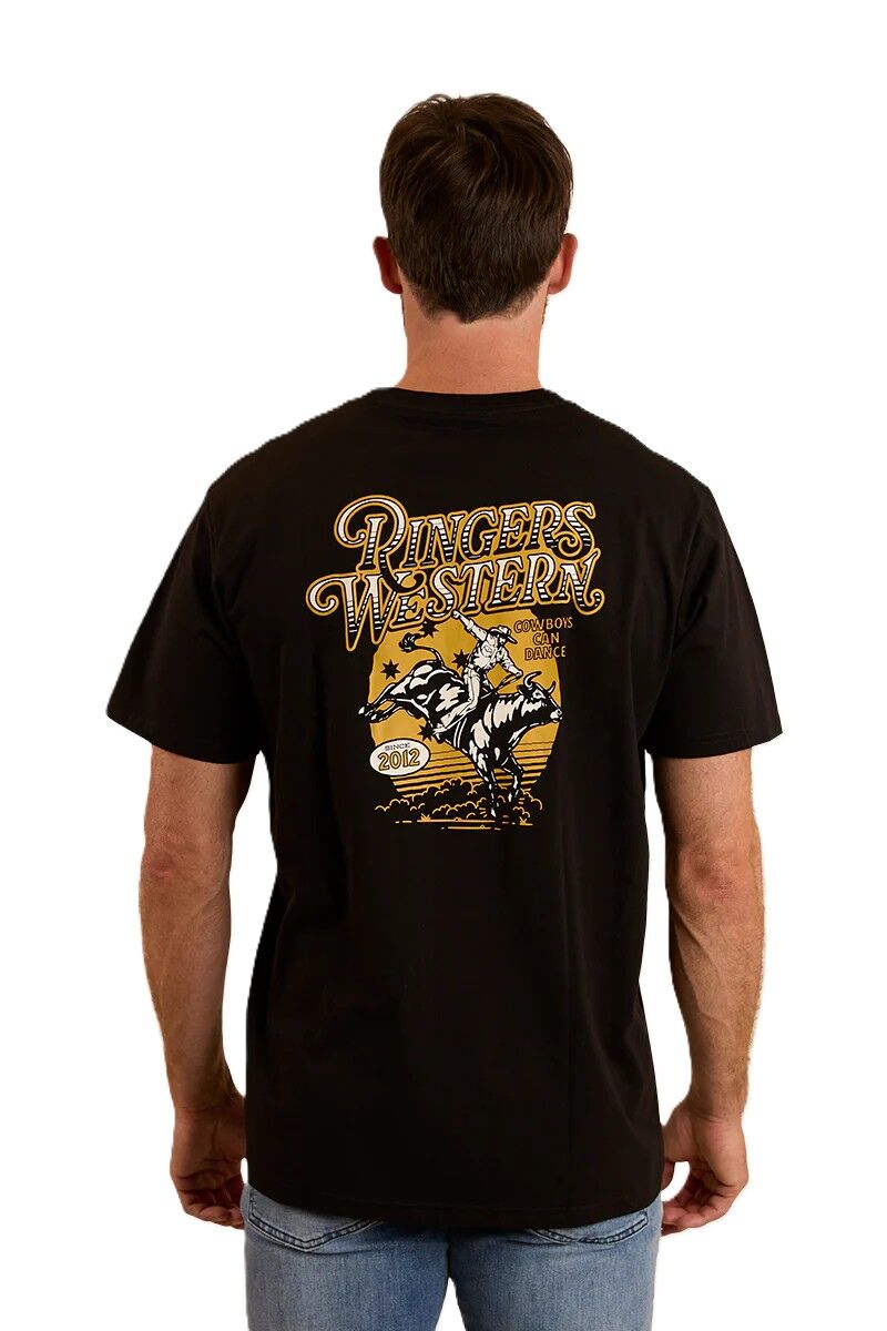 Ringers Western Mens Cowboys Can Dance Loose Fit S/S Tee (124028RW) Black