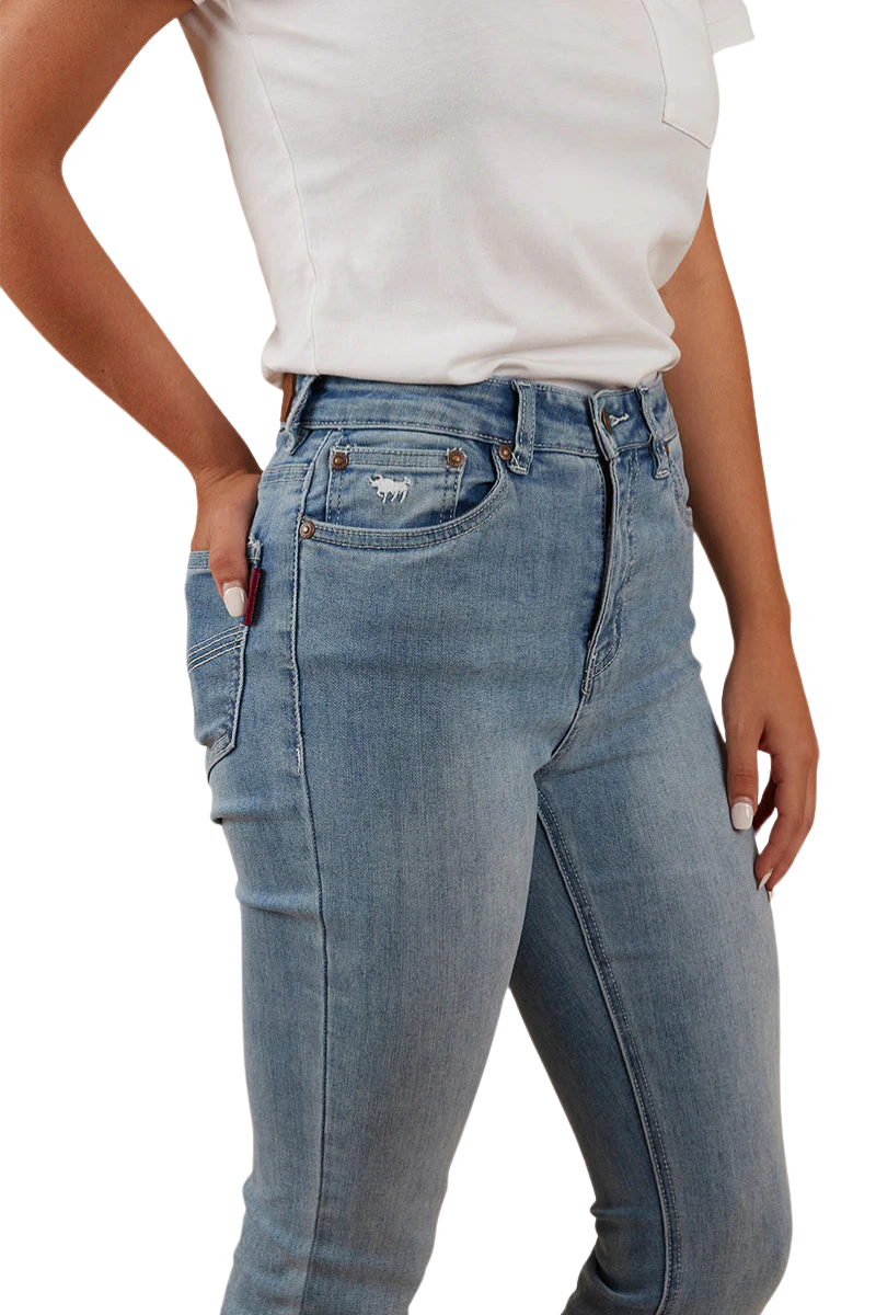 Ringers Western Womens Penny High Rise Bootleg Jeans (221115RW) Light Blue