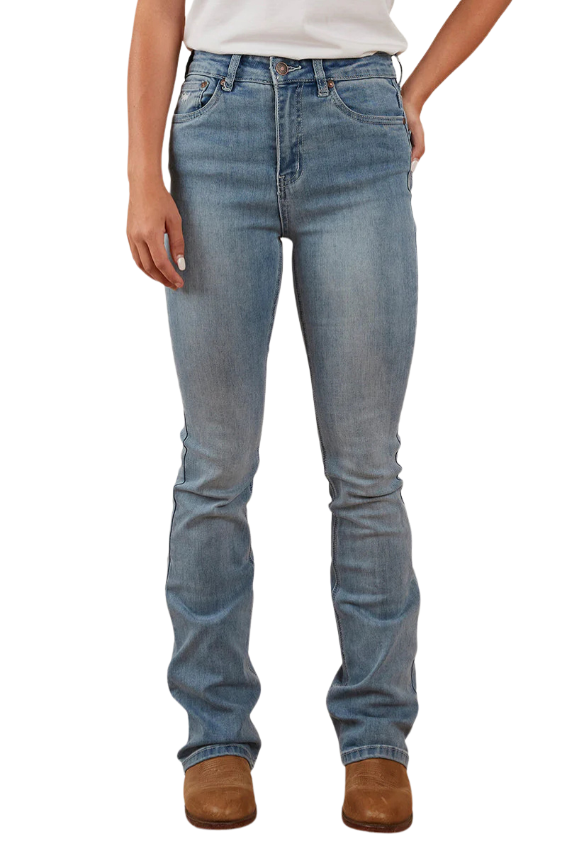Ringers Western Womens Penny High Rise Bootleg Jeans (221115RW) Light Blue