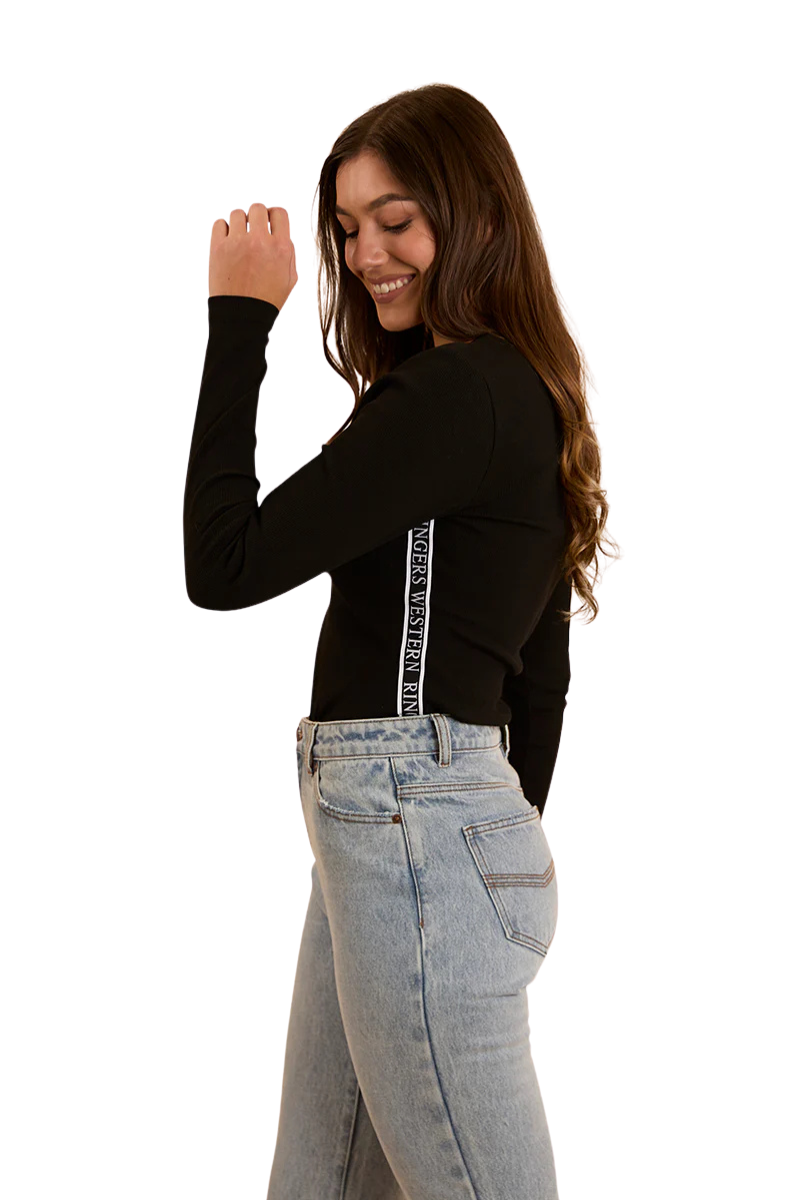 Ringers Western Womens Laila L/S Ribbed Tee (224030RW) Black