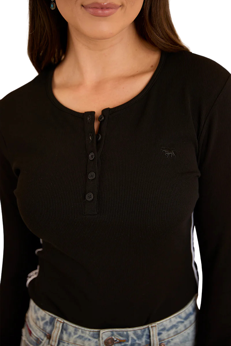 Ringers Western Womens Laila L/S Ribbed Tee (224030RW) Black