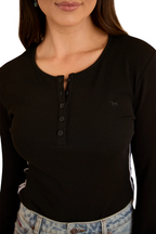 Ringers Western Womens Laila L/S Ribbed Tee (224030RW) Black
