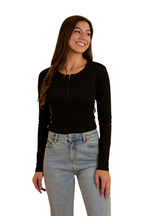 Ringers Western Womens Laila L/S Ribbed Tee (224030RW) Black