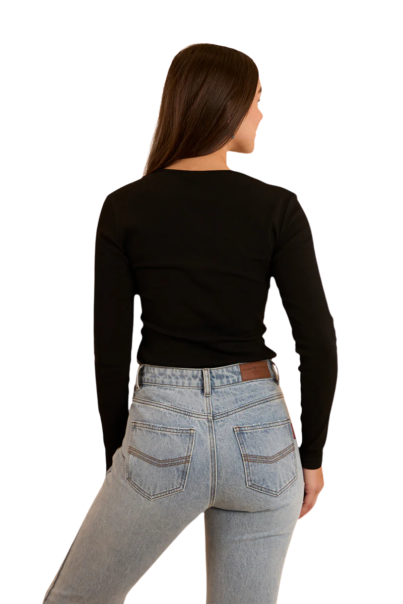 Ringers Western Womens Laila L/S Ribbed Tee (224030RW) Black