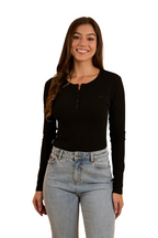Ringers Western Womens Laila L/S Ribbed Tee (224030RW) Black