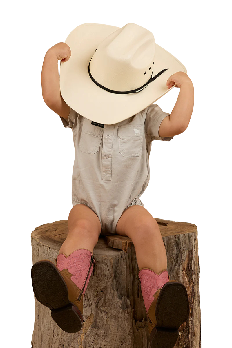 Ringers Western Infants S/S Workshirt Romper (523002RW) Beige