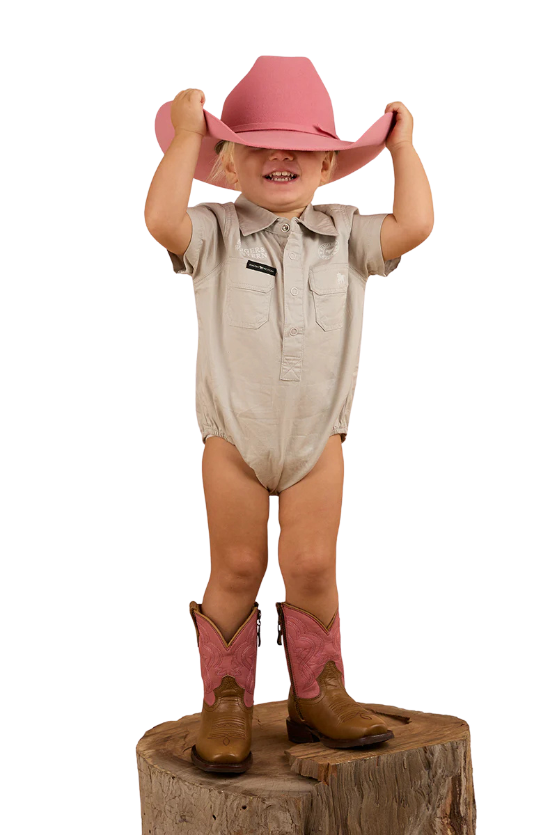 Ringers Western Infants S/S Workshirt Romper (523002RW) Beige