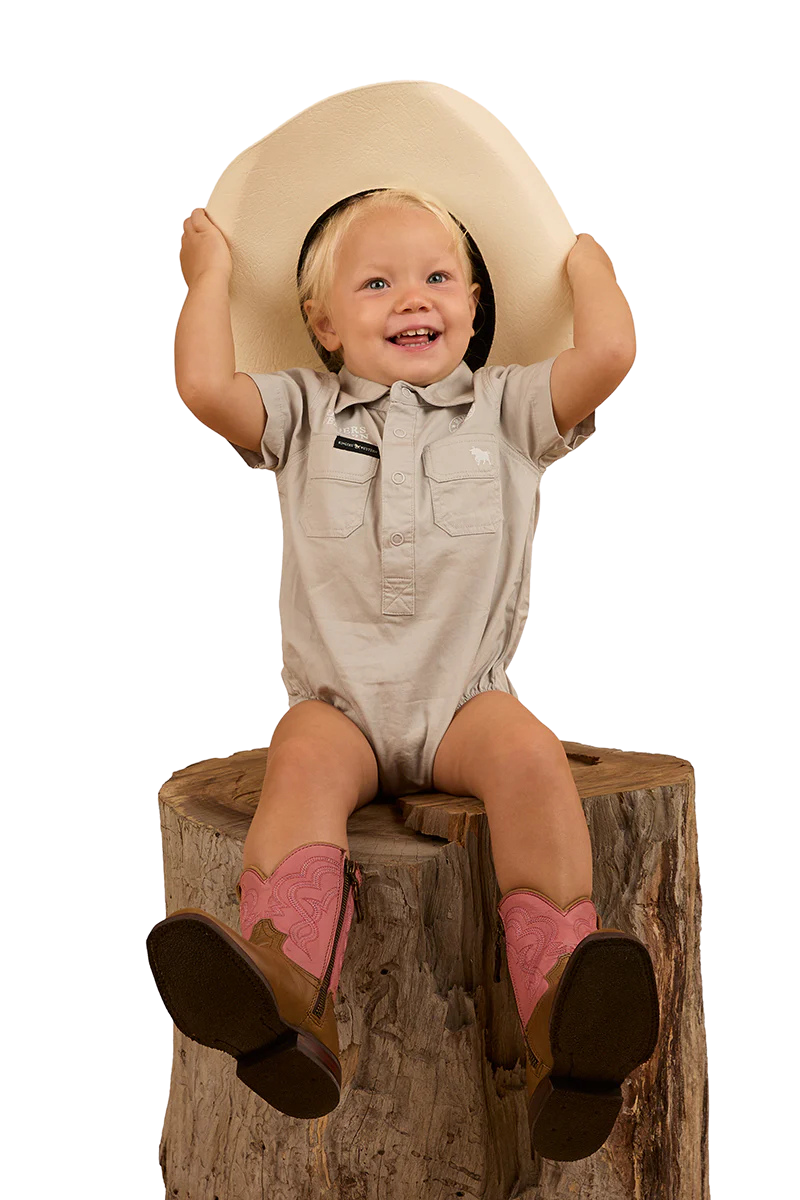 Ringers Western Infants S/S Workshirt Romper (523002RW) Beige