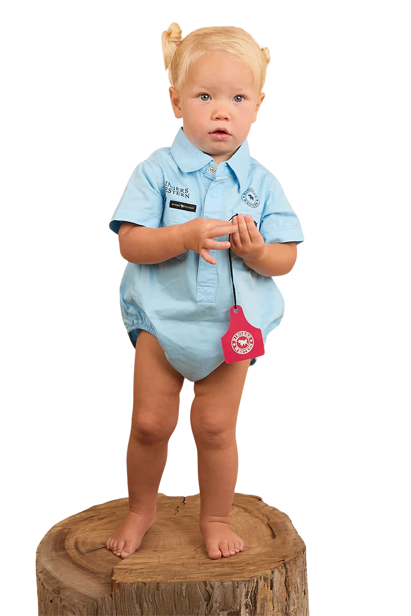 Ringers Western Infants S/S Workshirt Romper (523002RW) Sky Blue