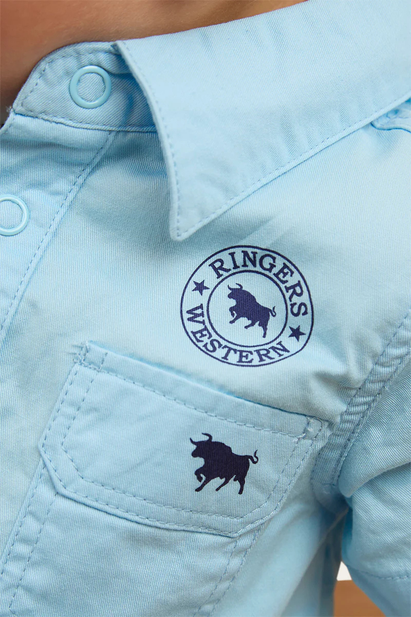 Ringers Western Infants S/S Workshirt Romper (523002RW) Sky Blue