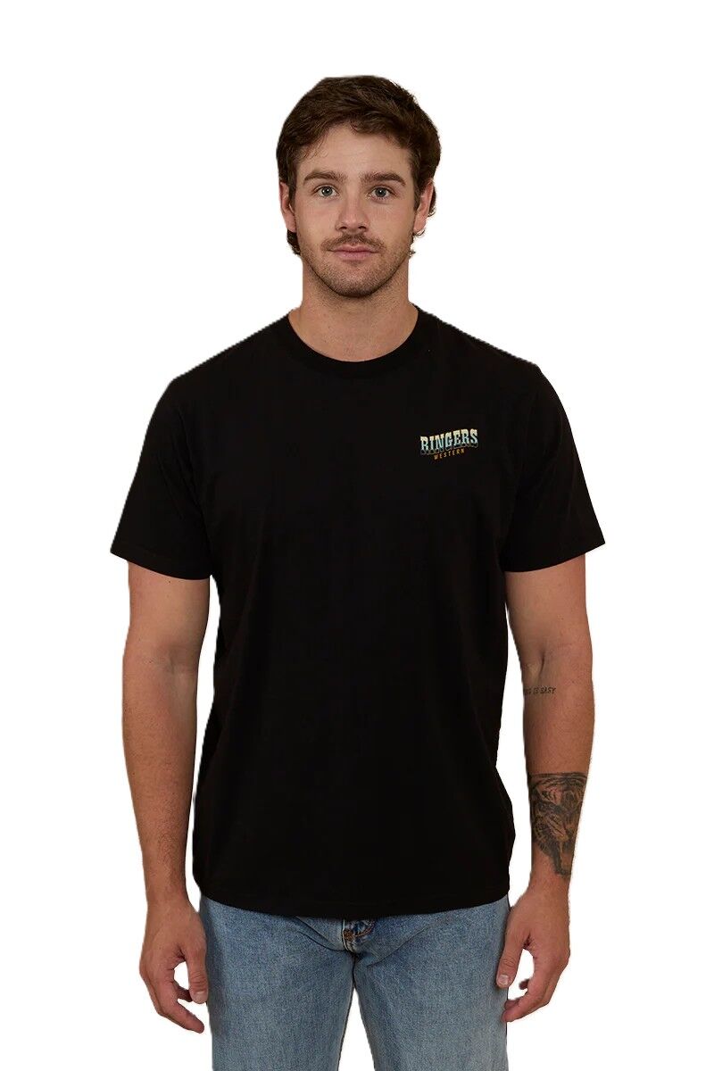 Ringers Western Mens Buckin Barra Loose Fit S/S Tee (123110RW) Black