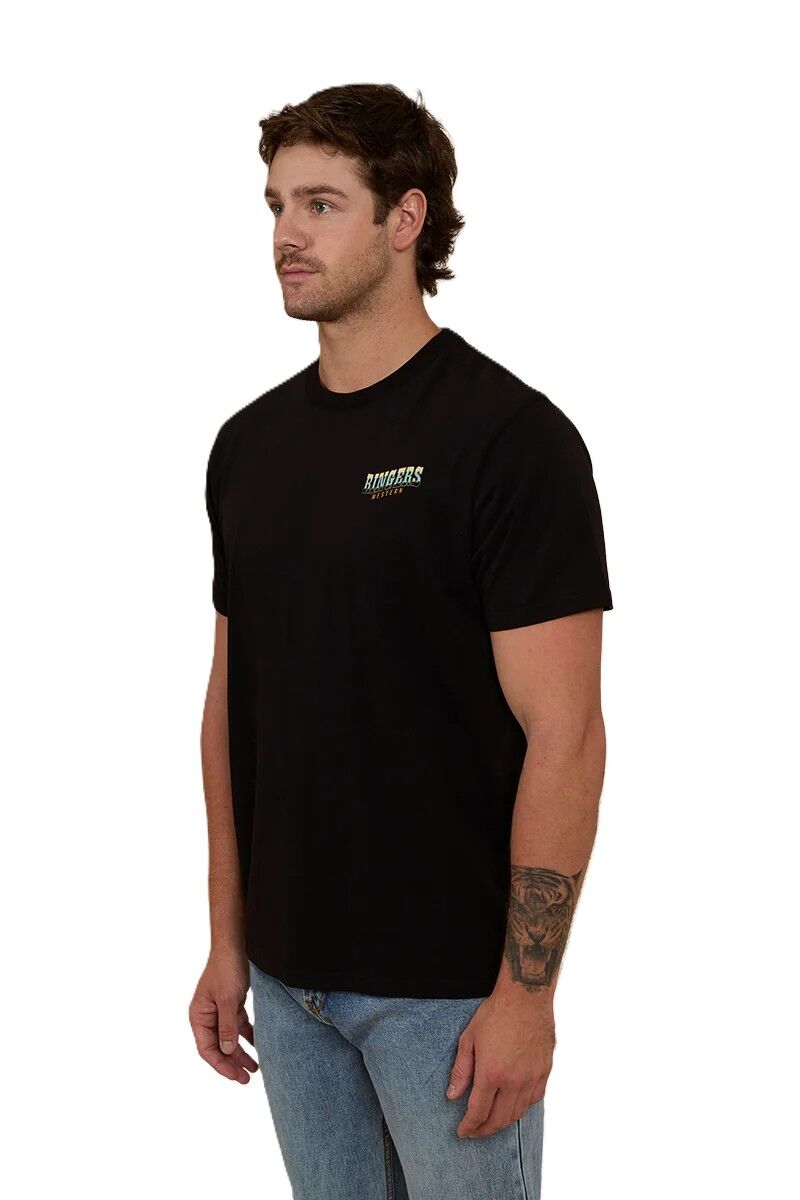 Ringers Western Mens Buckin Barra Loose Fit S/S Tee (123110RW) Black