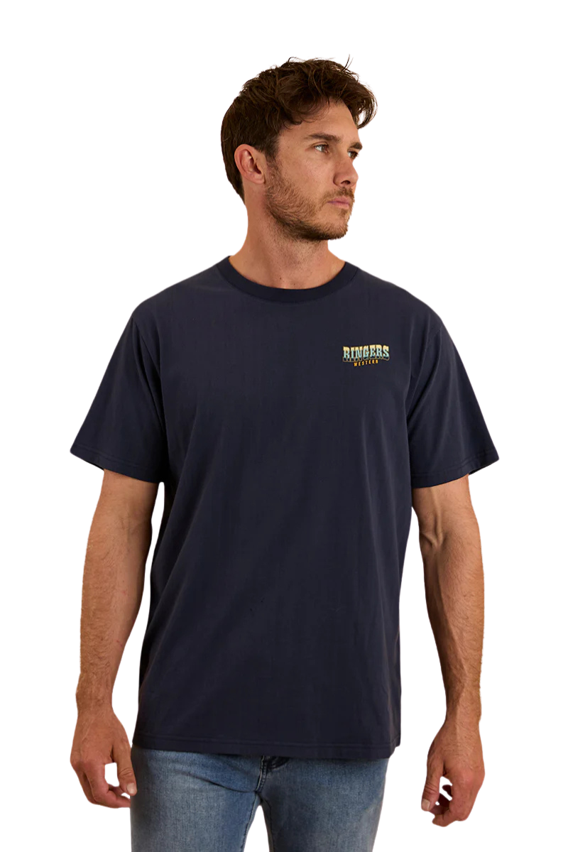 Ringers Western Mens Buckin Barrra loose Fit S/S Tee (123110RW) Navy