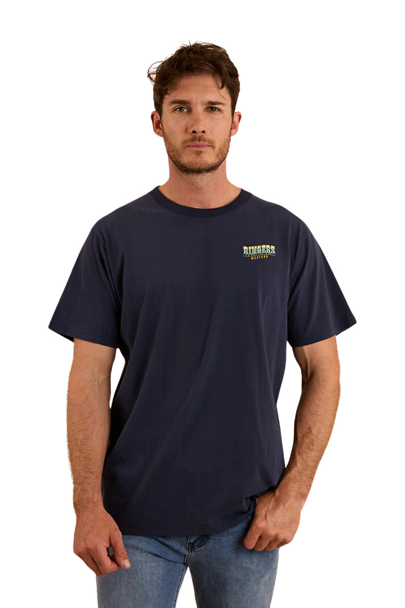 Ringers Western Mens Buckin Barrra loose Fit S/S Tee (123110RW) Navy