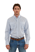 Ringers Western Mens Whyalla L/S Stripe Dress Shirt (123006RW) White/Blue [SD]