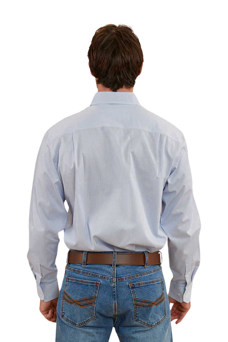 Ringers Western Mens Whyalla L/S Stripe Dress Shirt (123006RW) White/Blue [SD]