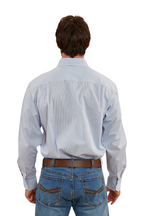 Ringers Western Mens Whyalla L/S Stripe Dress Shirt (123006RW) White/Blue [SD]