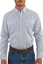 Ringers Western Mens Whyalla L/S Stripe Dress Shirt (123006RW) White/Blue [SD]
