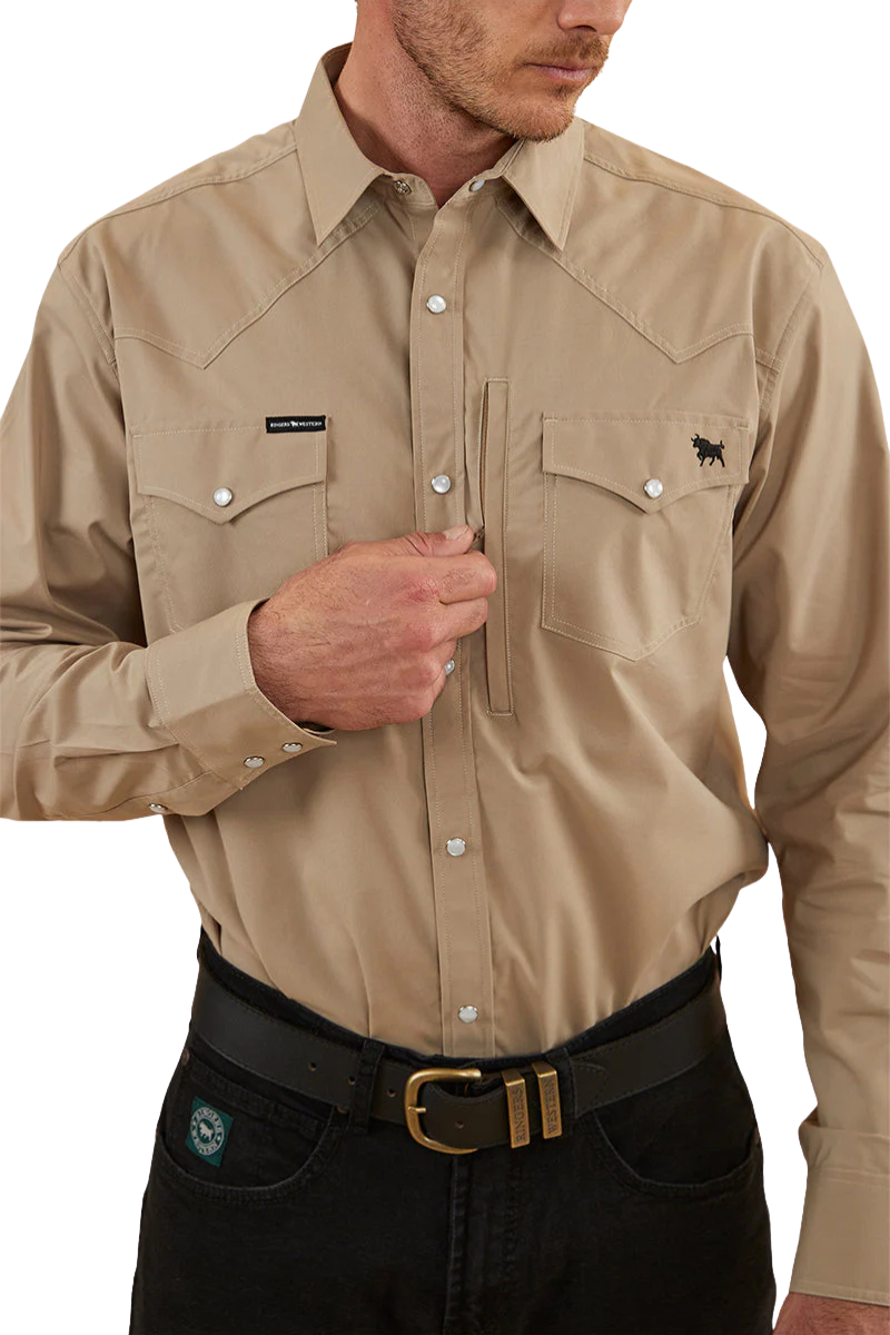 Ringers Western Mens Dillinger L/S Western Shirt (122106RW) Desert Sand