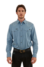 Ringers Western Mens Dillinger L/S Western Shirt (122106RW) Mid Blue [SD]