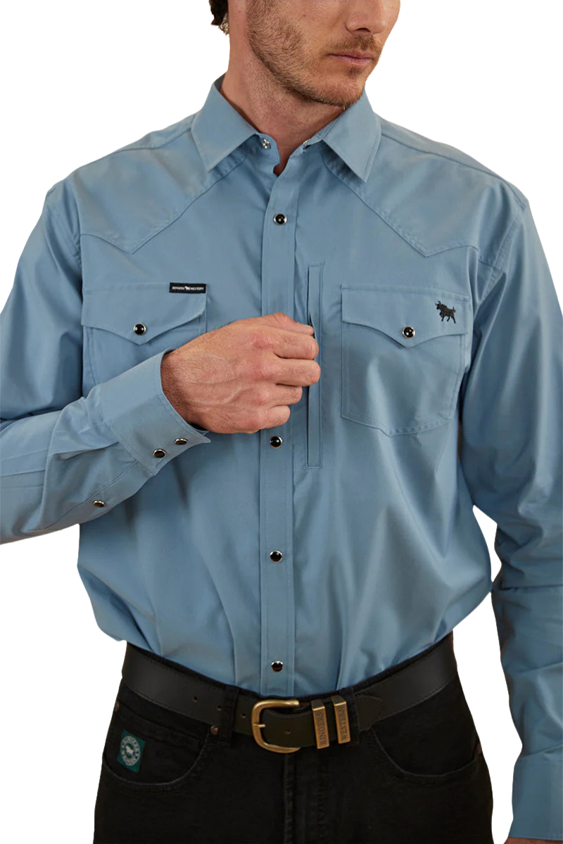 Ringers Western Mens Dillinger L/S Western Shirt (122106RW) Mid Blue [SD]