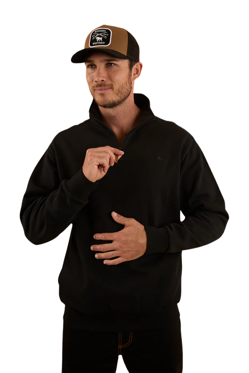 Ringers Western Mens Strand 1/4 Zip Jumper (123074RW) Black