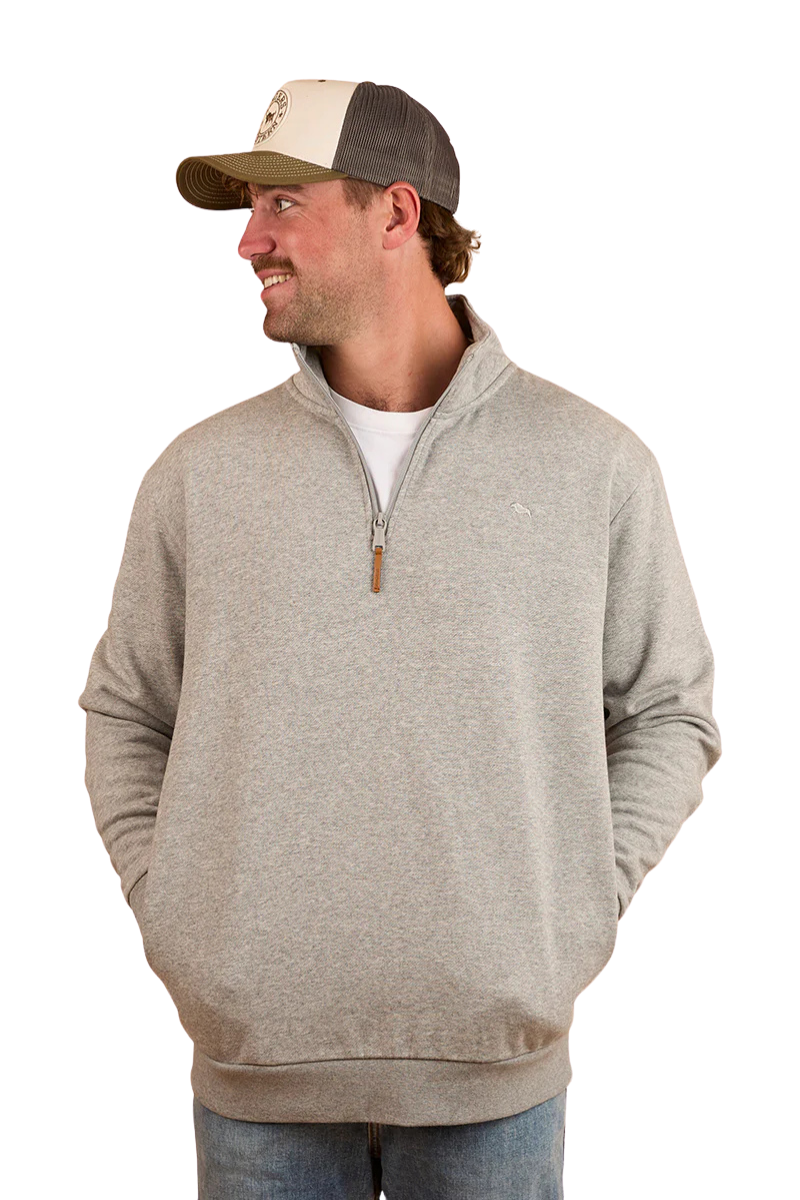 Ringers Western Mens Strand 1/4 Zip Jumper (123074RW) Grey Marle