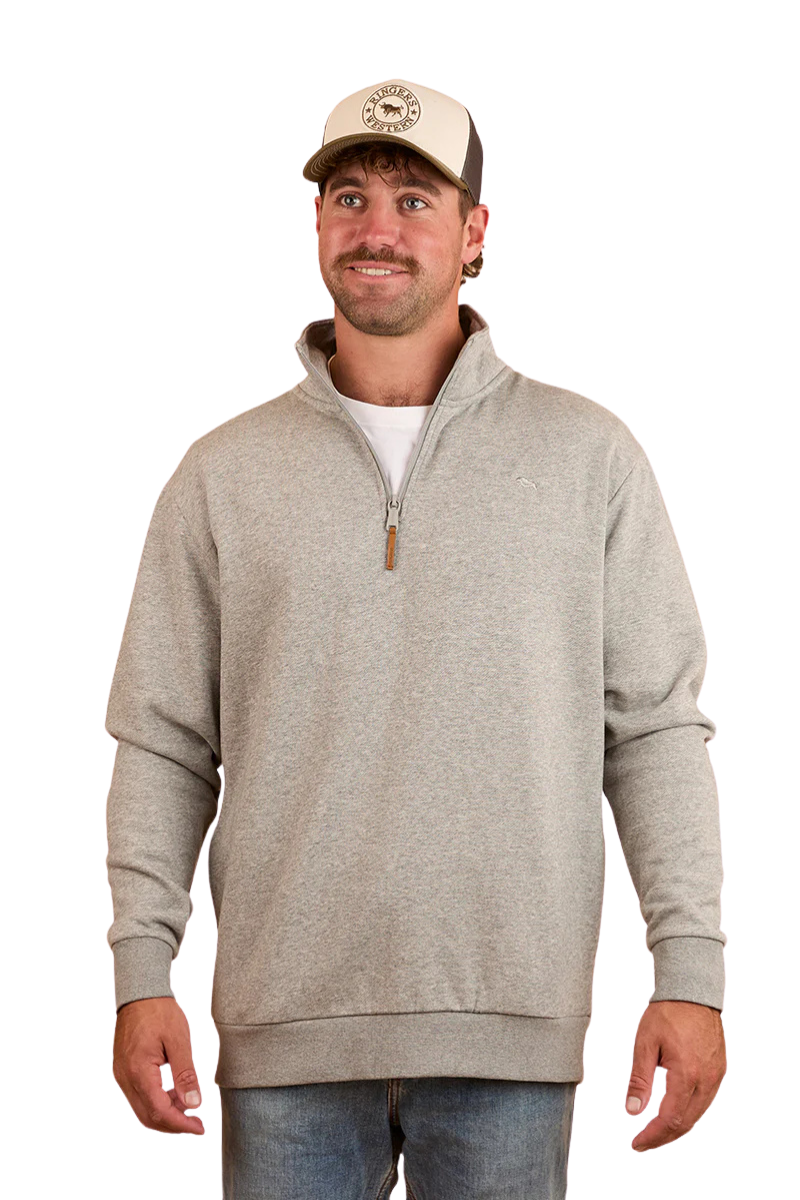 Ringers Western Mens Strand 1/4 Zip Jumper (123074RW) Grey Marle
