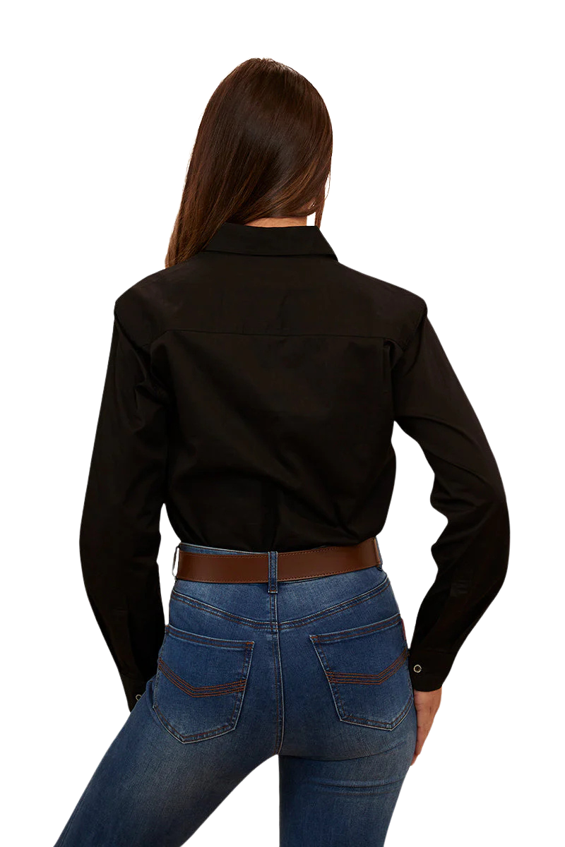 Ringers Western Womens Hereford L/S Half Button Workshirt (222155RW) Black/Melon [SD]