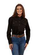 Ringers Western Womens Hereford L/S Half Button Workshirt (222155RW) Black/Melon [SD]